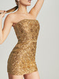 Gold Sequin Strapless Dress