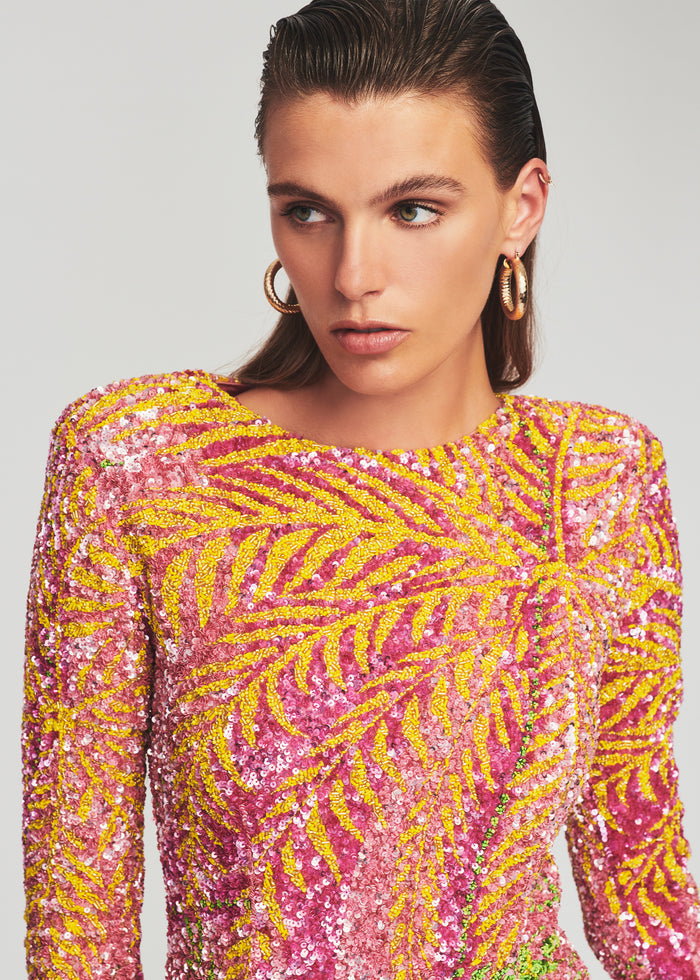 Nikki Sequin Palm Dress - Retrofete