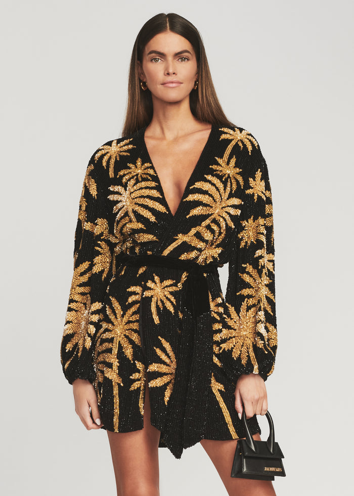 Gabrielle Sequin Palm Robe - Retrofete