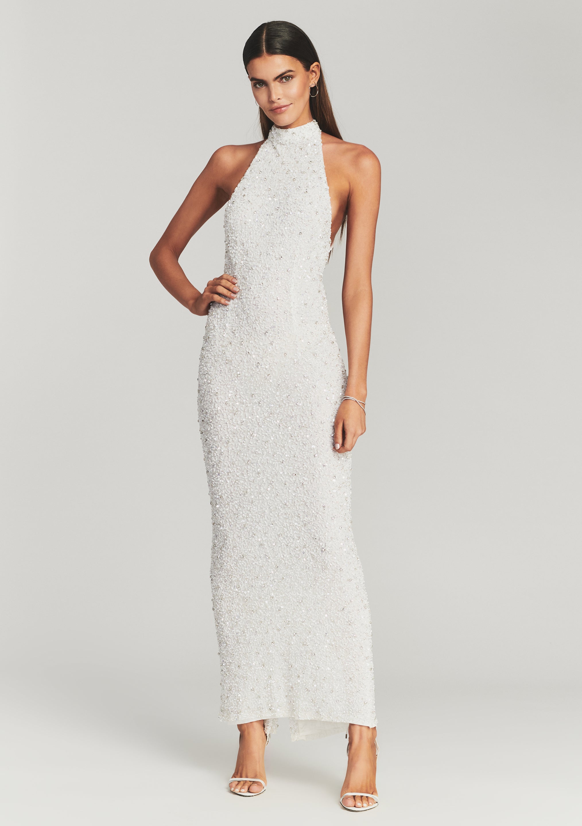 Alice and olivia store white sequin dress