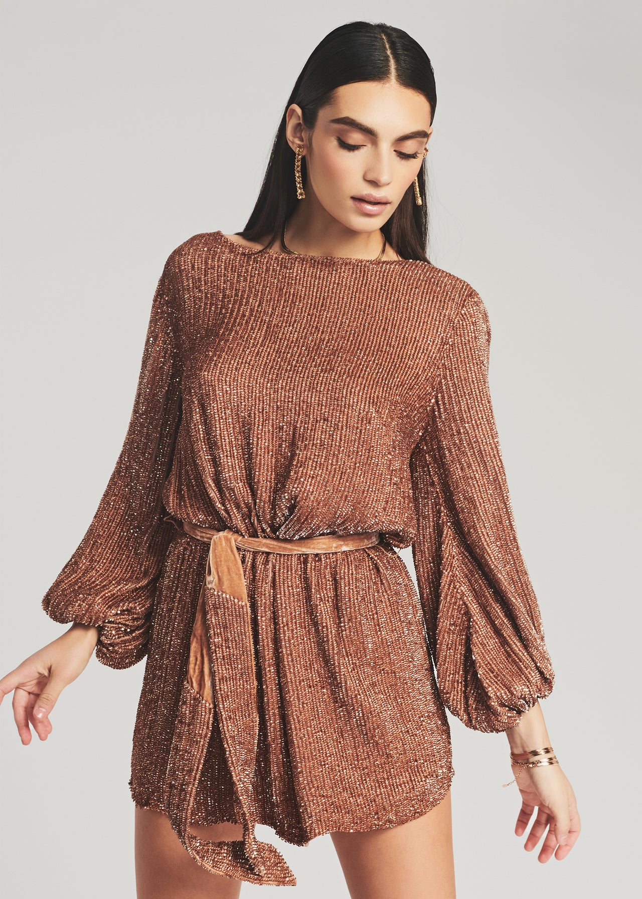 retrofete grace sequin dress Retrofete Grace Bishop-Sleeve Sequin Dress