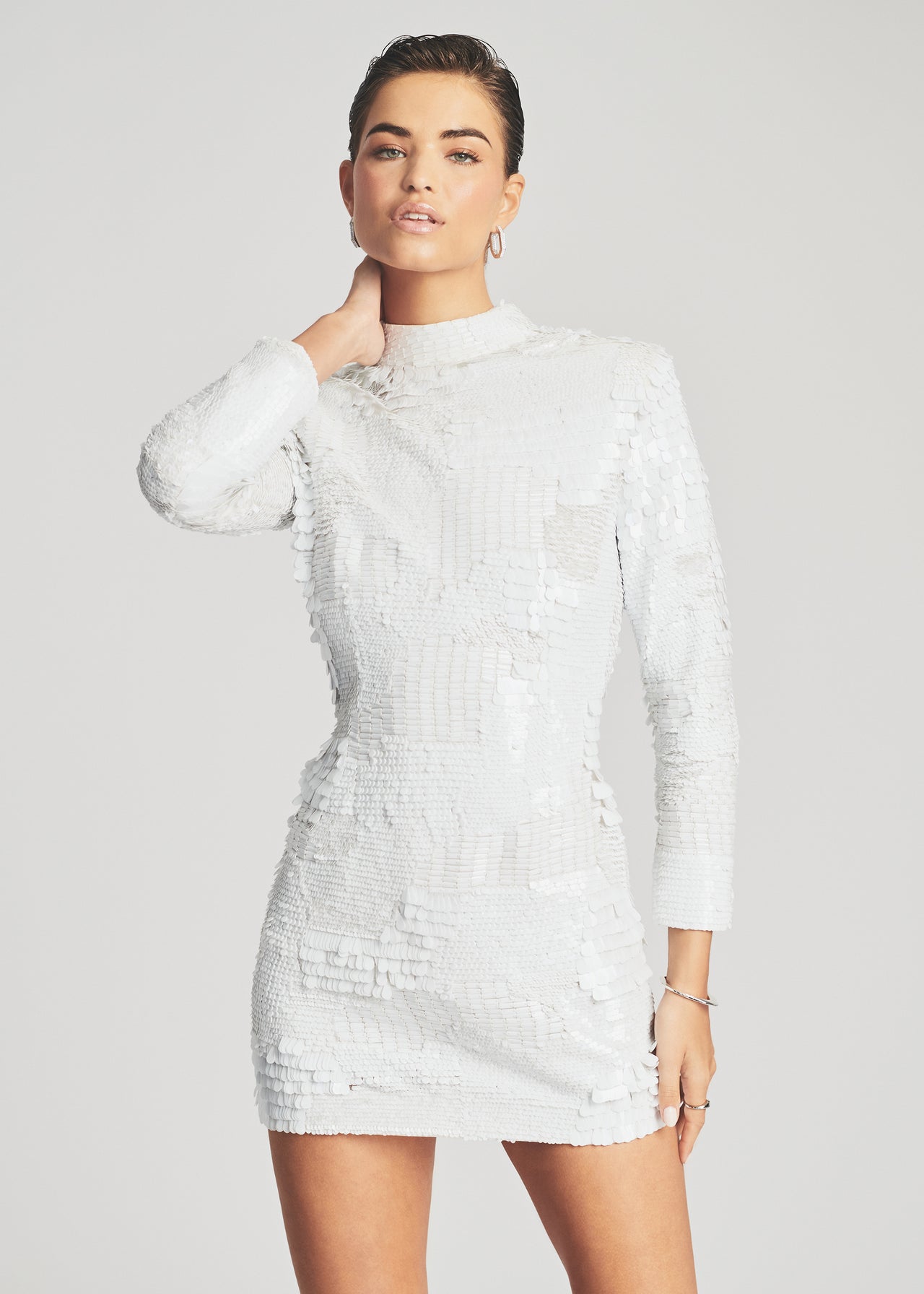 white sequin swing dress retrofete Sadlyn Dress in White
