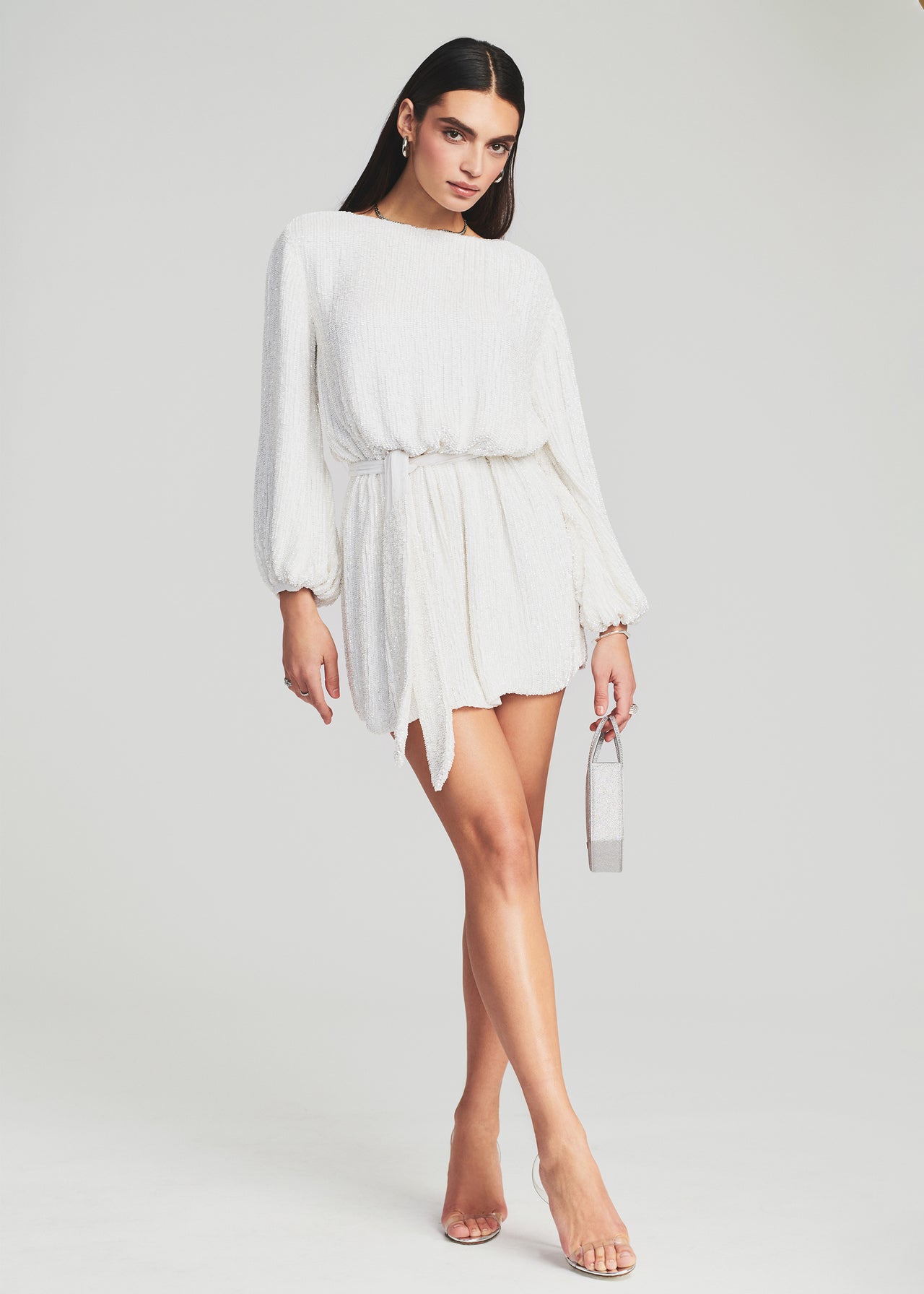 retrofete white sequin dress Retrofete Torin Dress in White