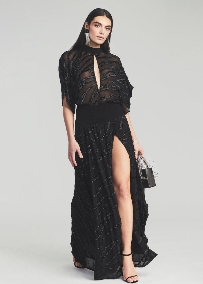 Lilo Embellished Silk Chiffon Dress - Retrofete