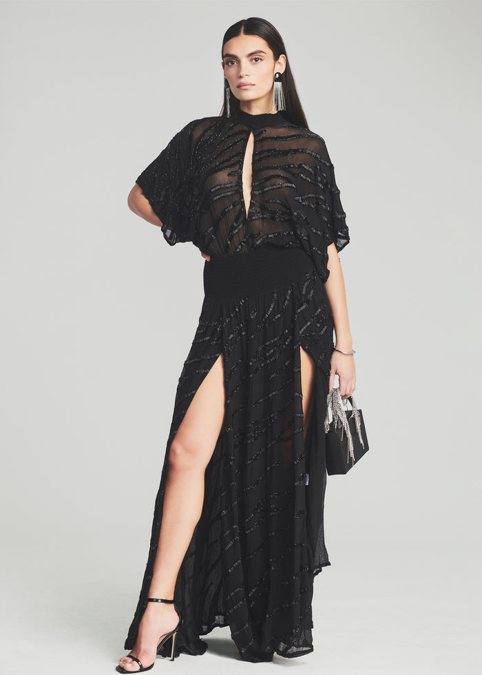 Lilo Embellished Silk Chiffon Dress - Retrofete