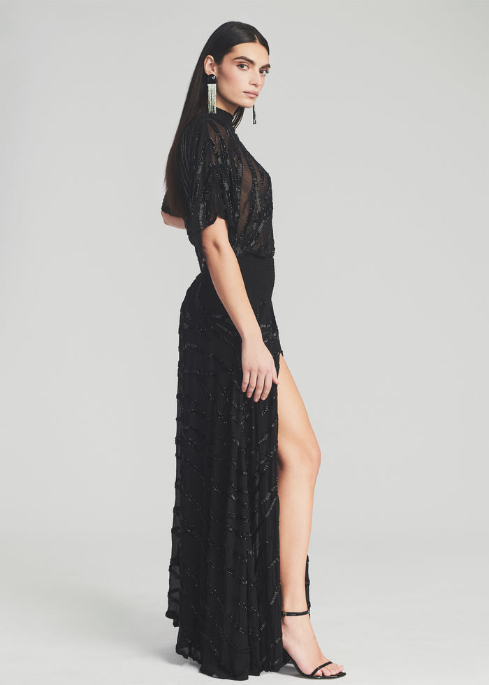 Lilo Embellished Silk Chiffon Dress - Retrofete