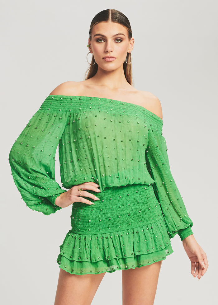 Taisha Embellished Silk Chiffon Dress - Retrofete