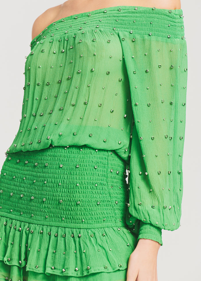 Taisha Embellished Silk Chiffon Dress - Retrofete
