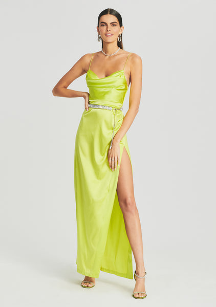 Neon yellow silk hotsell dress