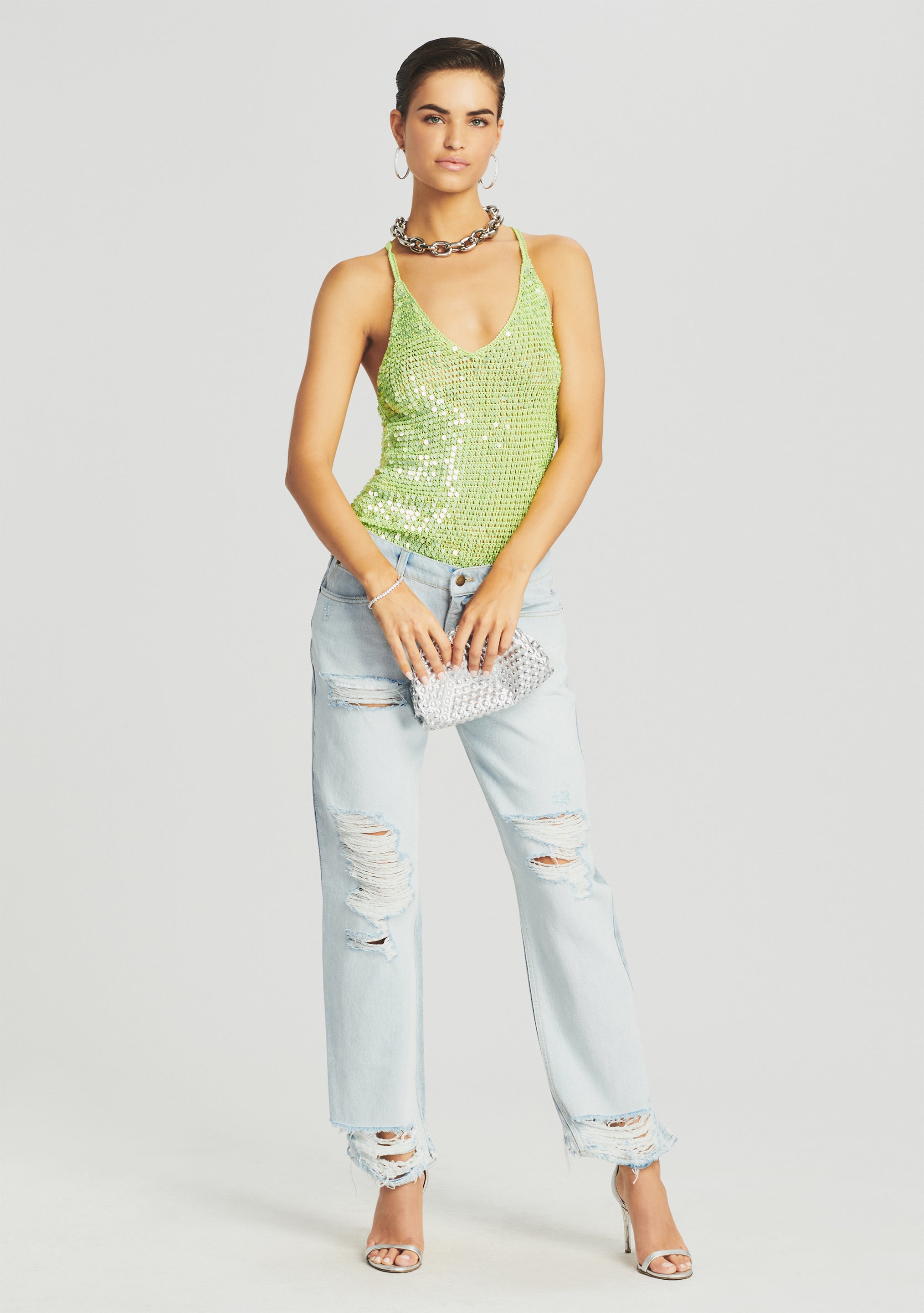 wallis green sequin top