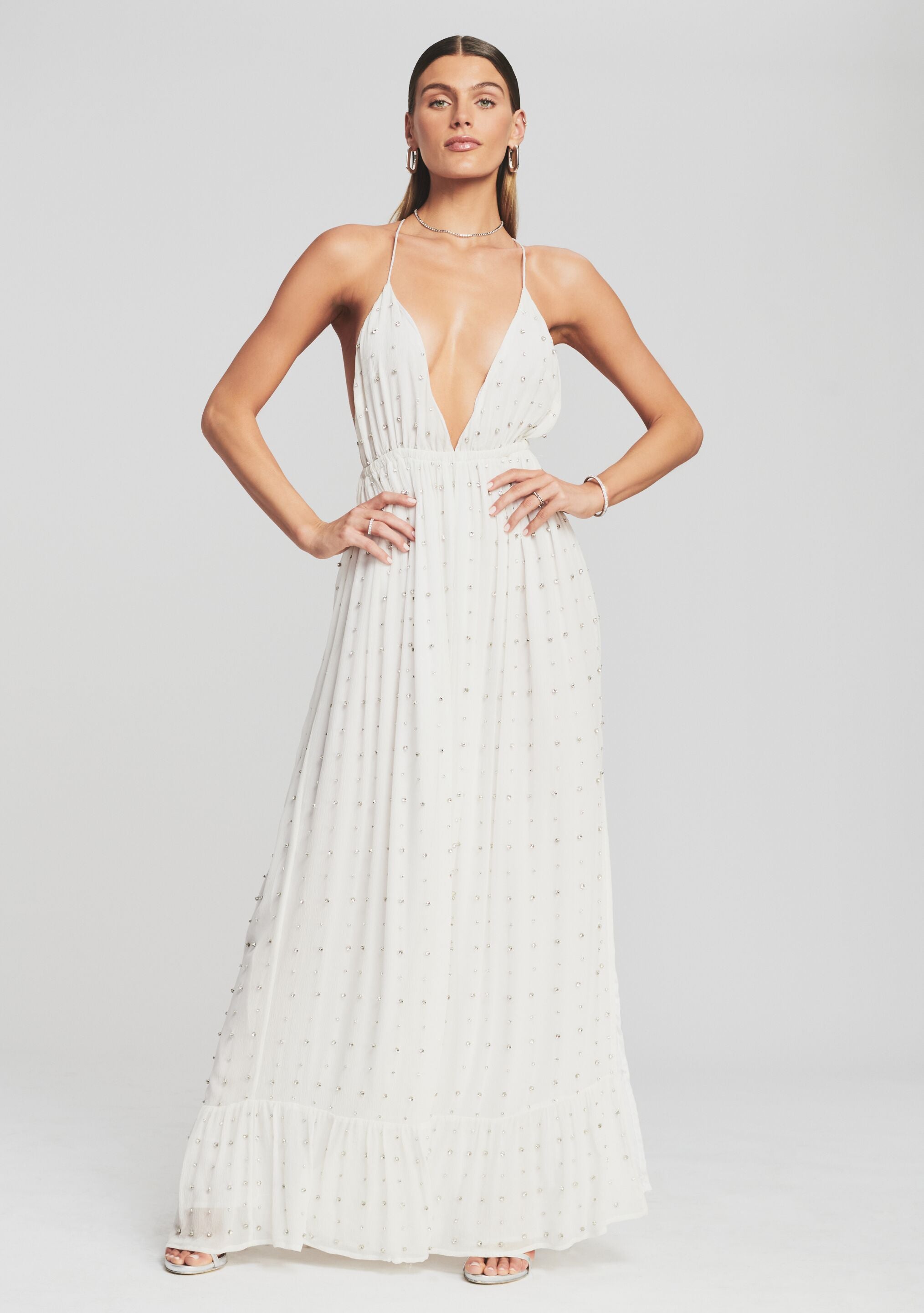 White silk chiffon dress top