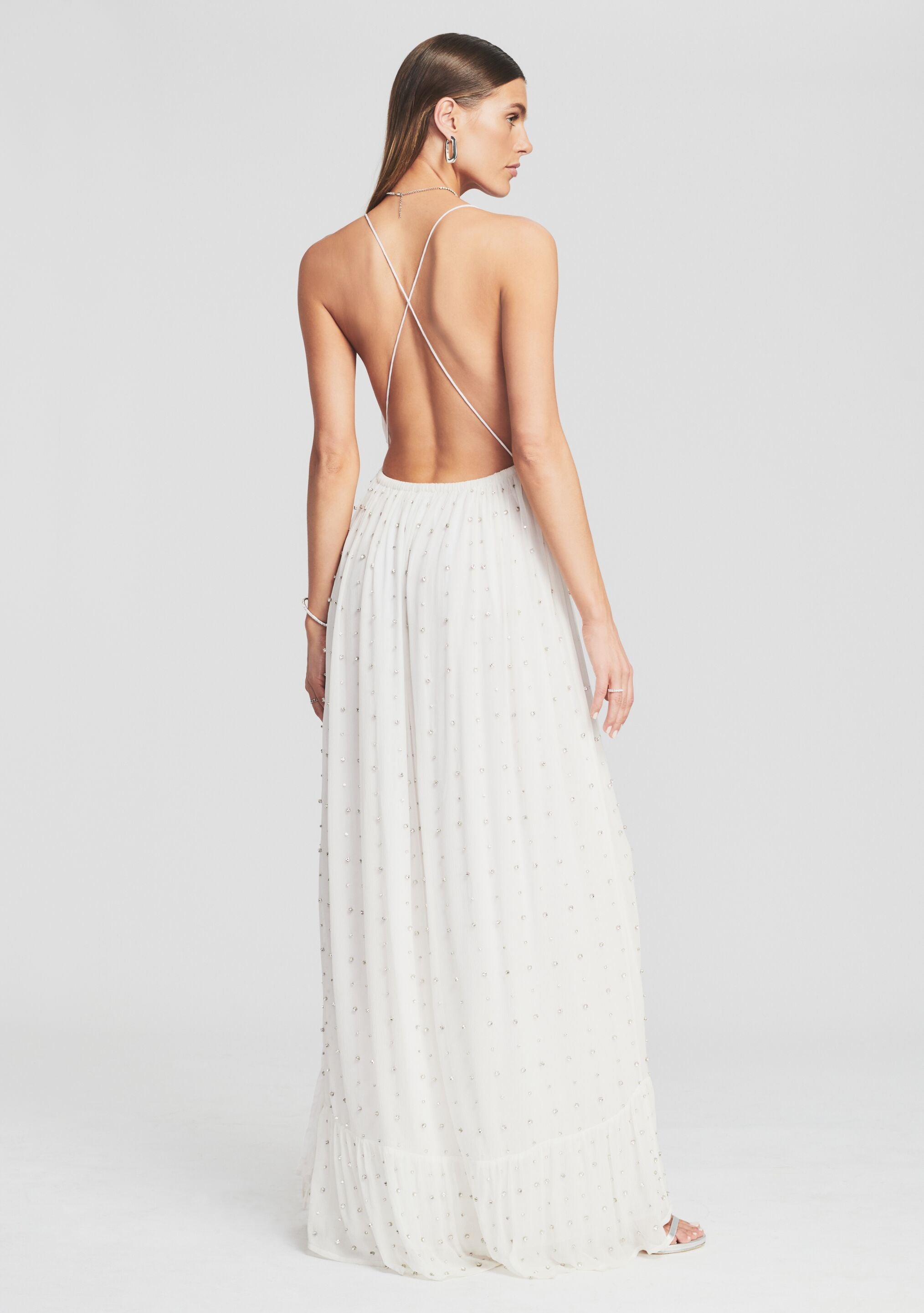 White silk chiffon dress top