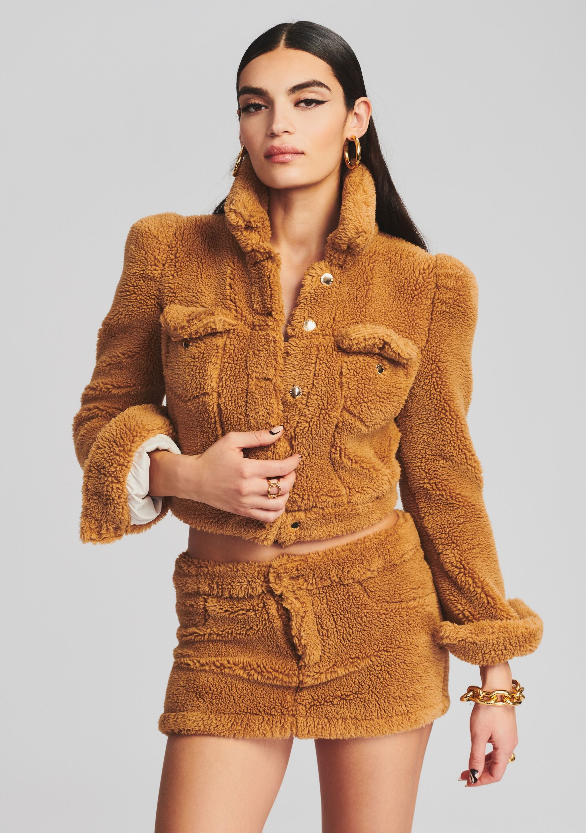 Orange teddy jacket best sale