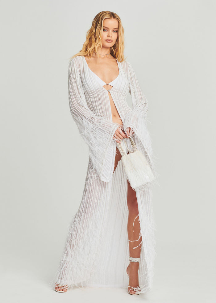 Nasreen Sequin Feather Kimono - Retrofete