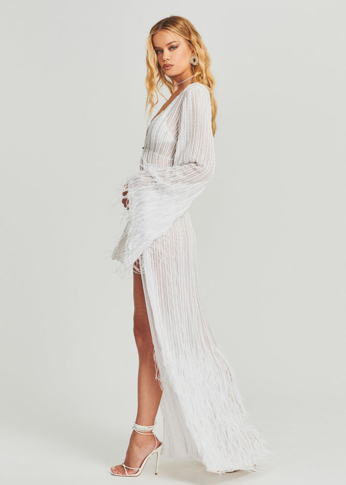 Nasreen Sequin Feather Kimono - Retrofete