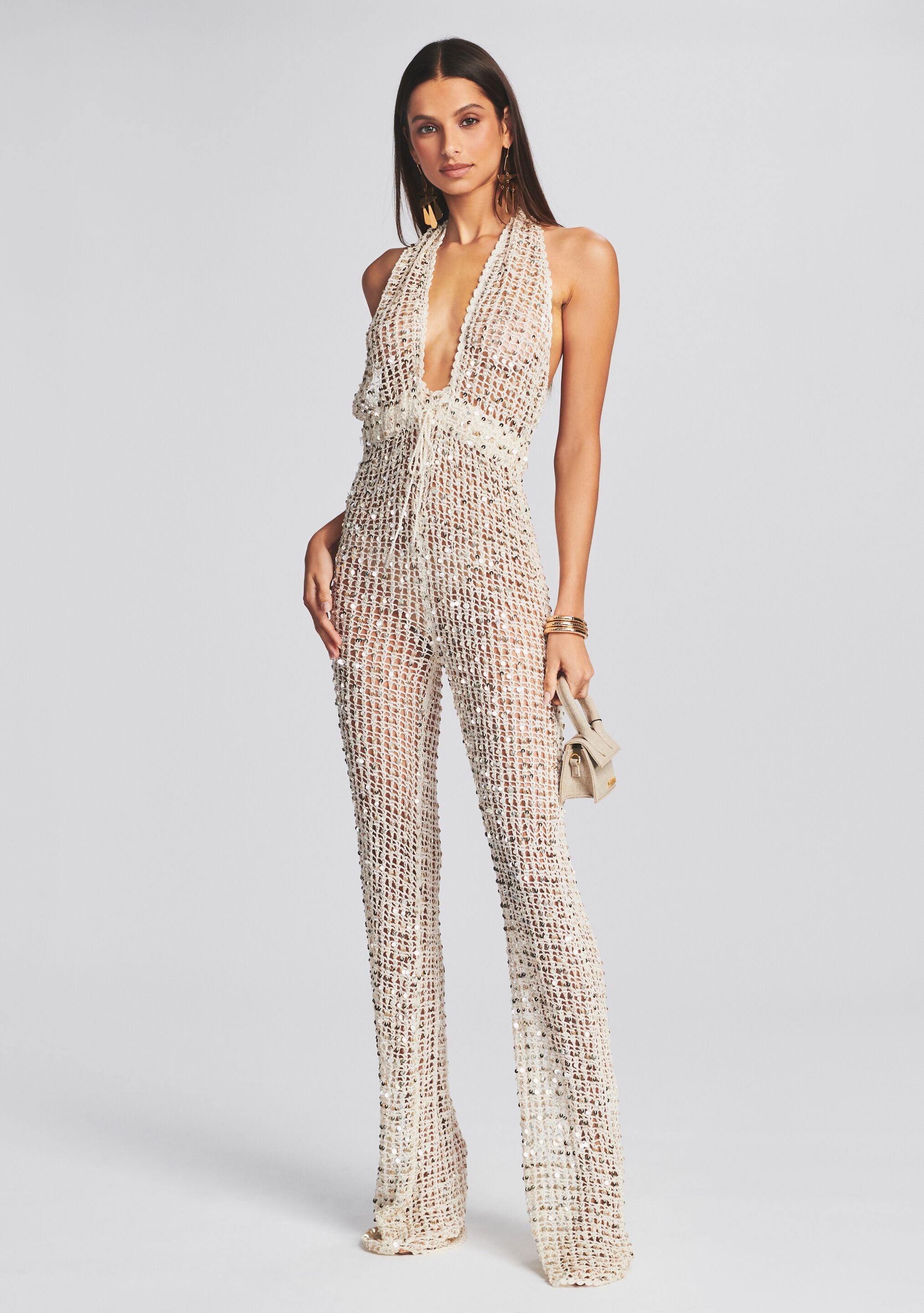 Sequin bell bottom shop jumpsuit