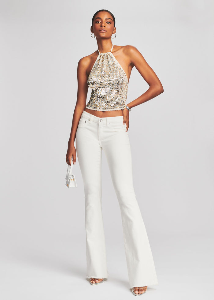 Stevie Sequin Crochet Halter Top - Retrofete