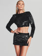 Ansley Low Rise Feather Sequin Skirt