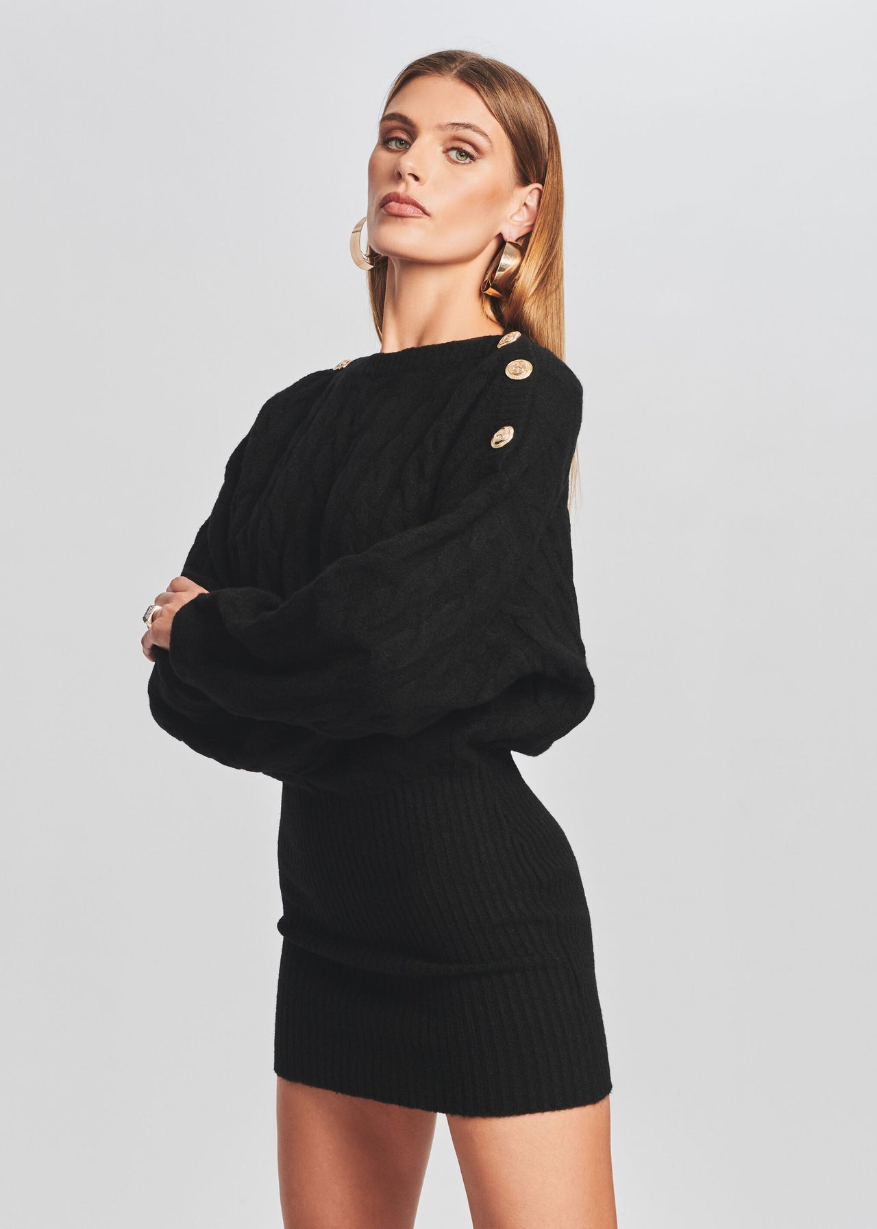 retro sweater dress Grace Vintage V-neck Knitted Sweater Dress-Coffee Smile just love
