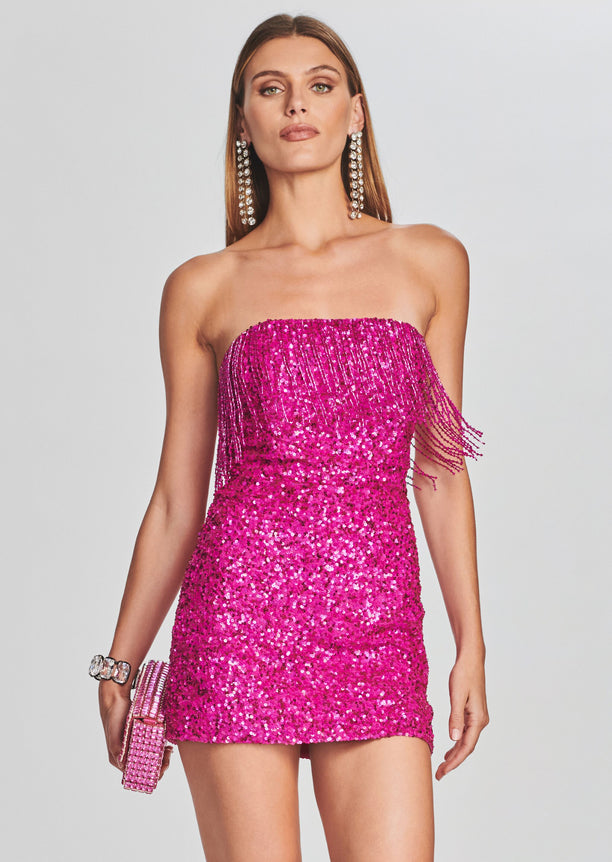 Cassandra Sequin Fringe Dress