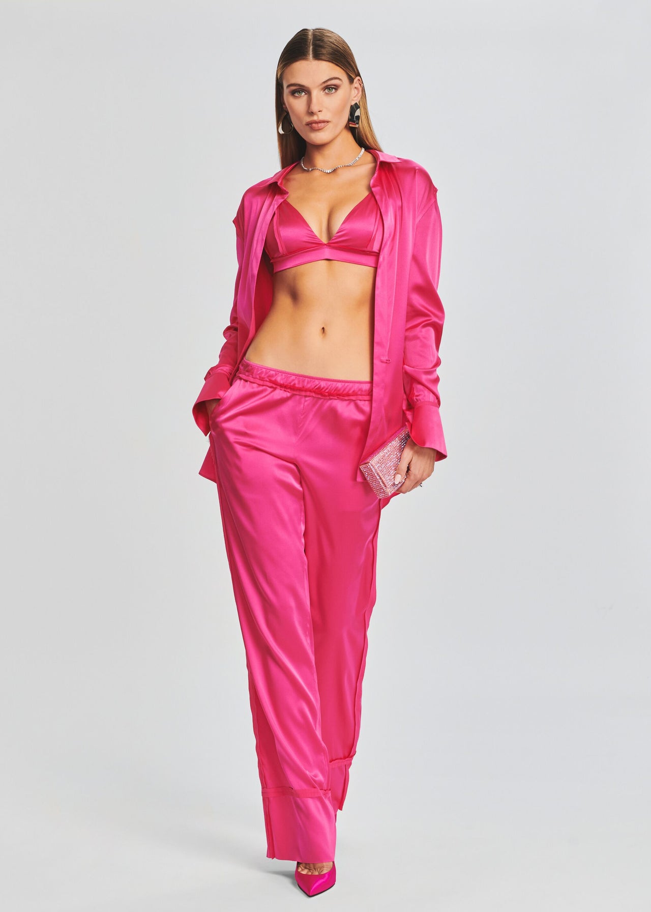 Zara silk satin crop top bralette - pink