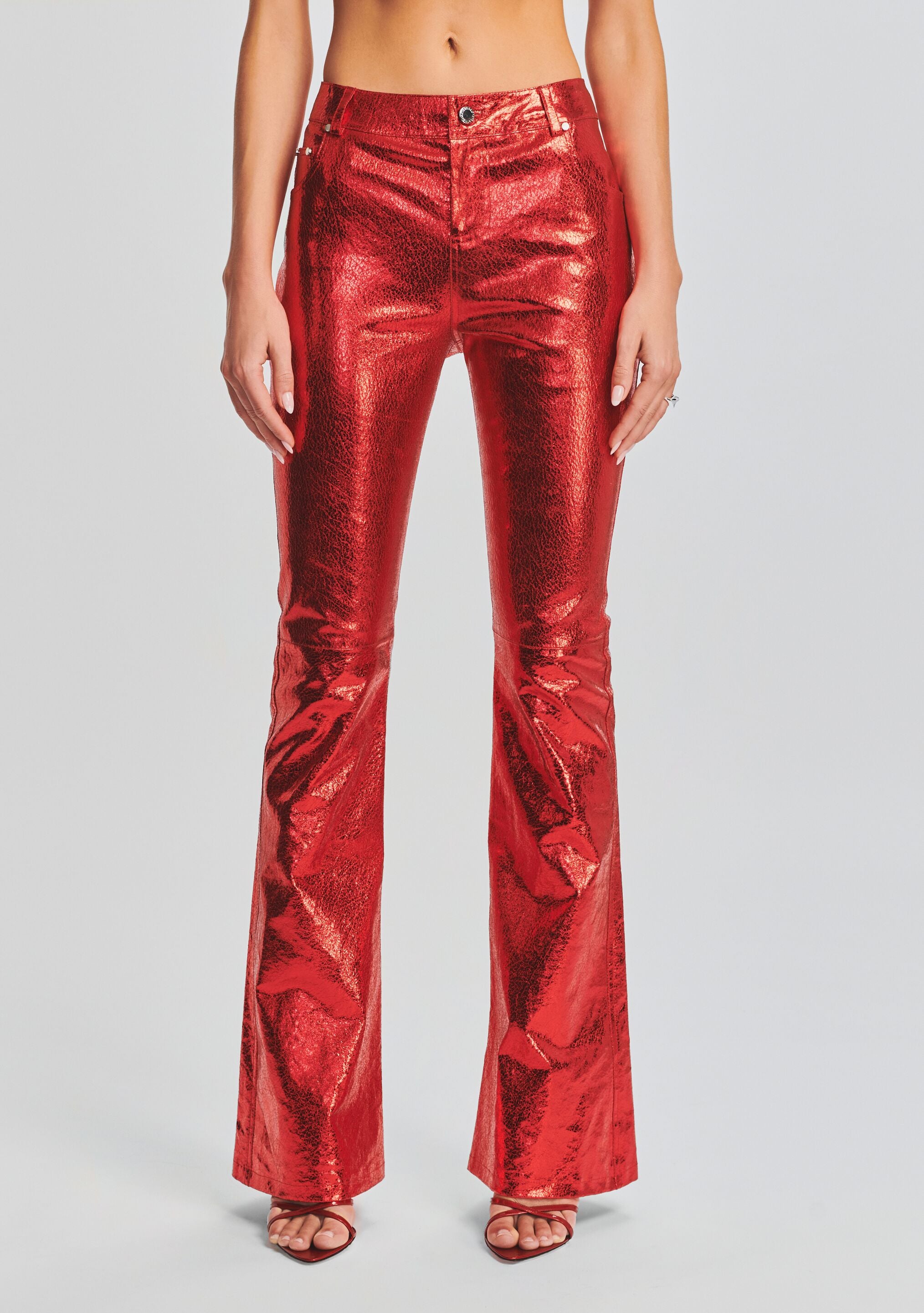 Metallic top red pants