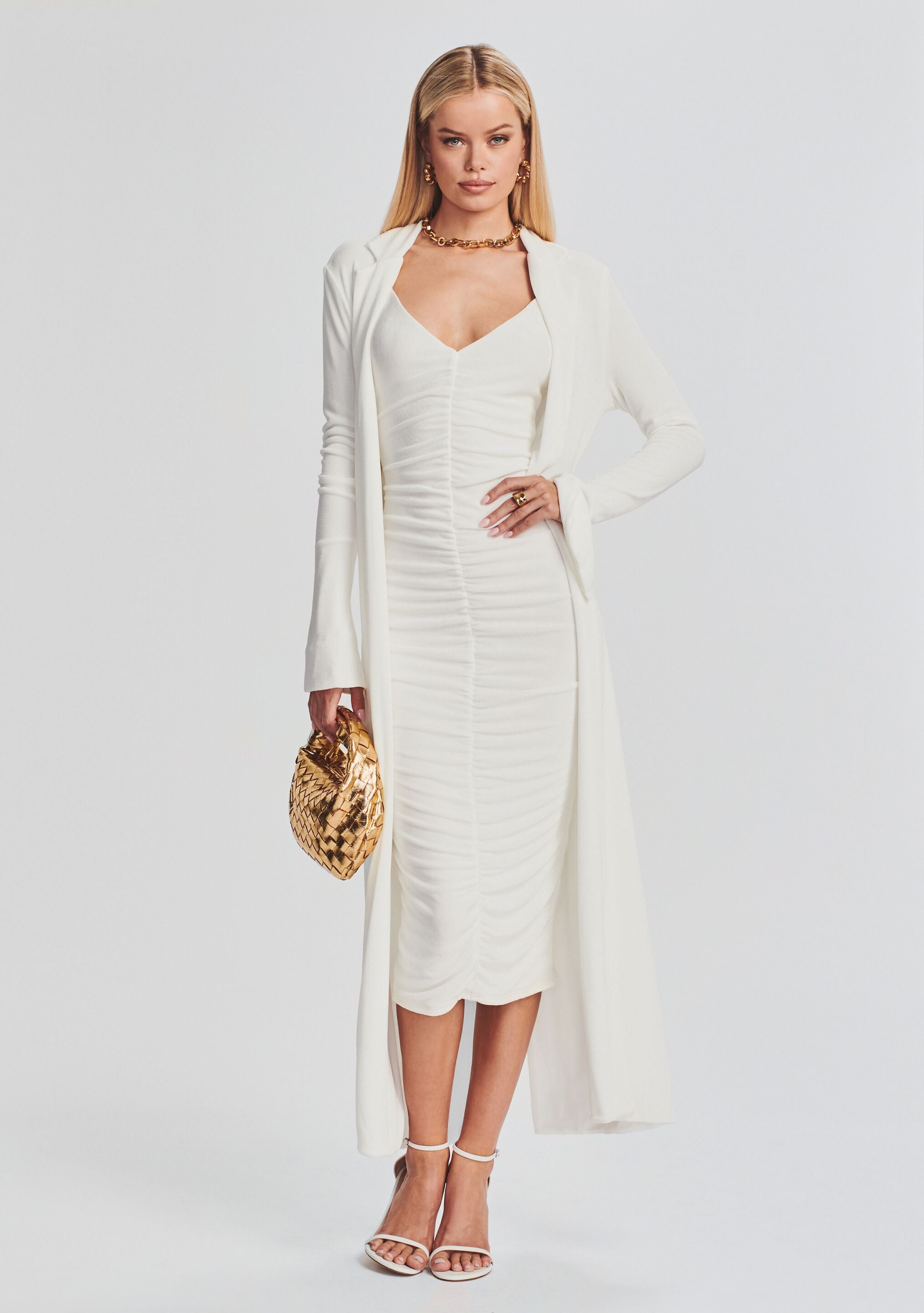 White sales midi cardigan