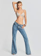 Moore Mid Rise Flare Crystal Embellished Jean