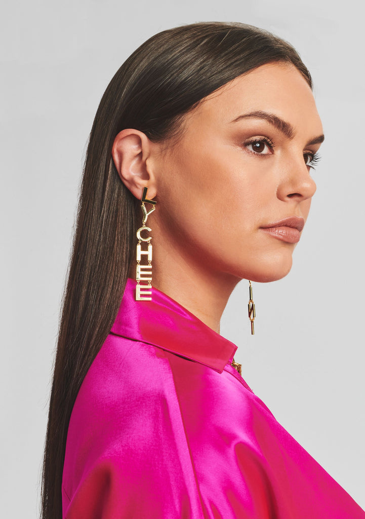 Lychee Martini Letter Earrings Retrofete