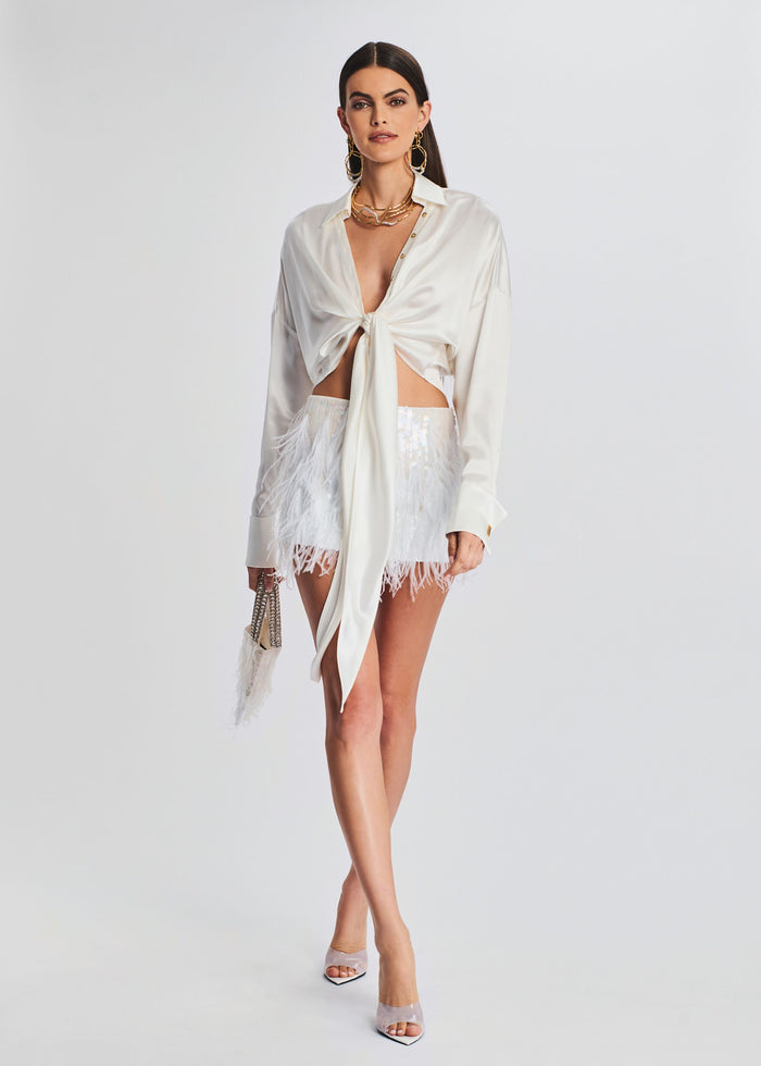 Athana Sequin Feather Skirt