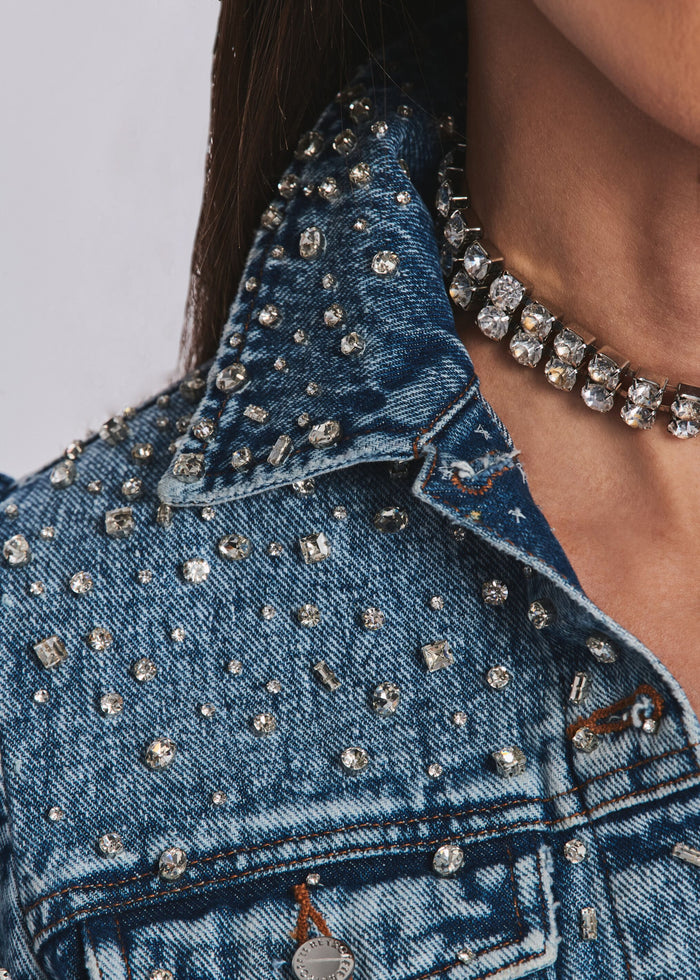 Ada Crystal Embellished Denim Jacket