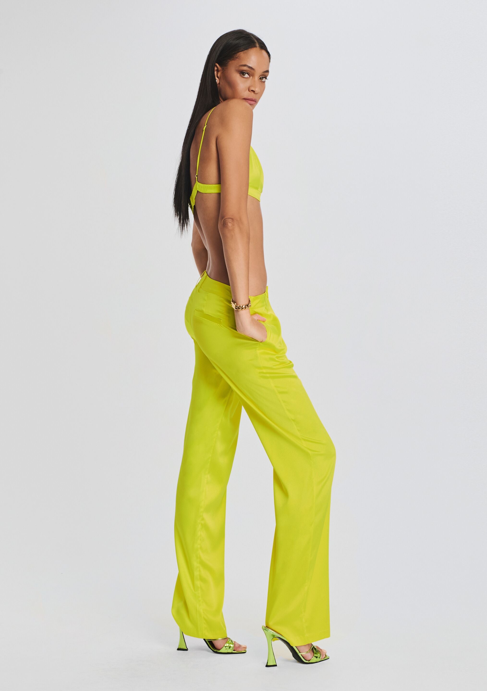 Yellow silk pants outlet