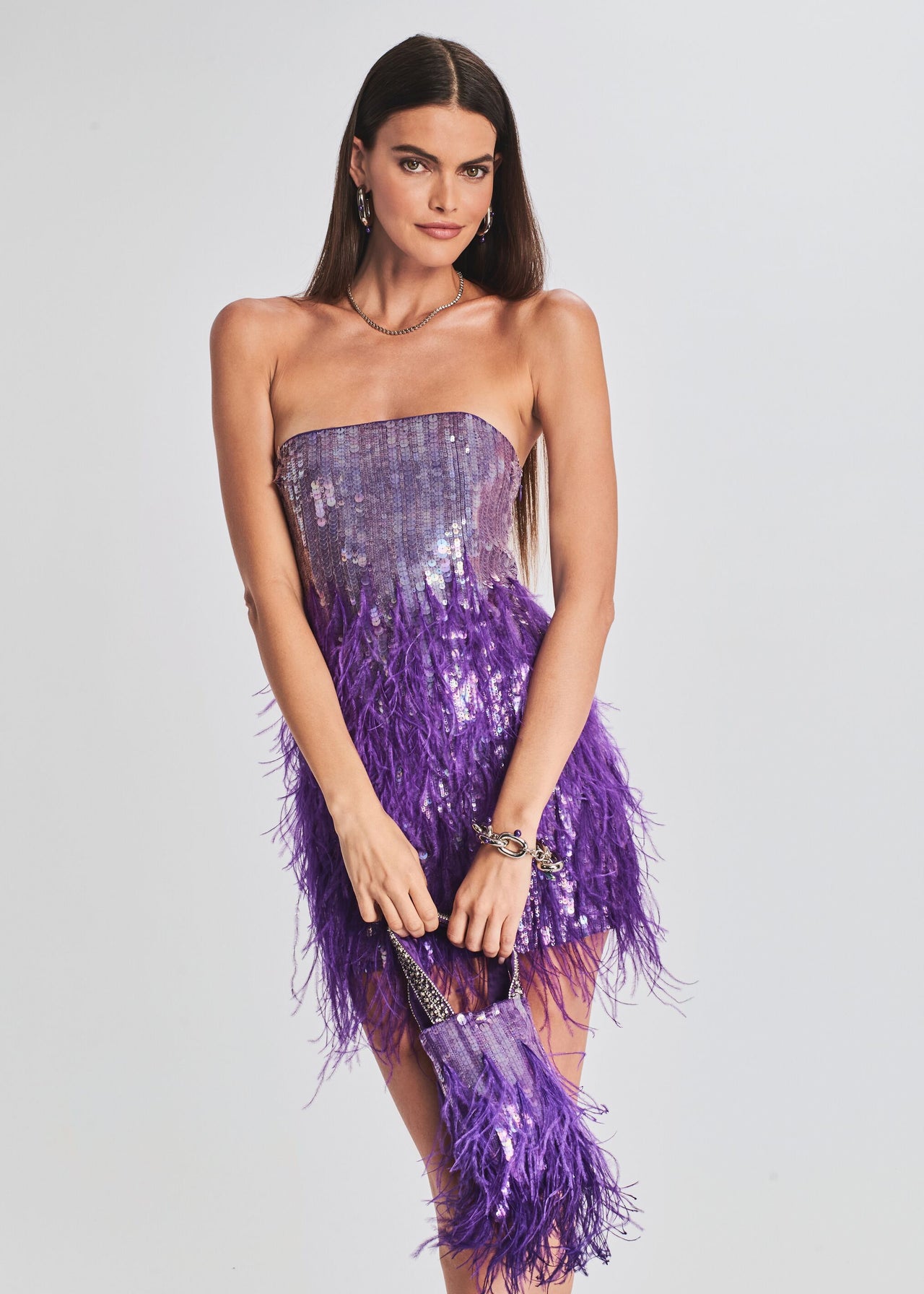 Avery Sequin Feather Bag