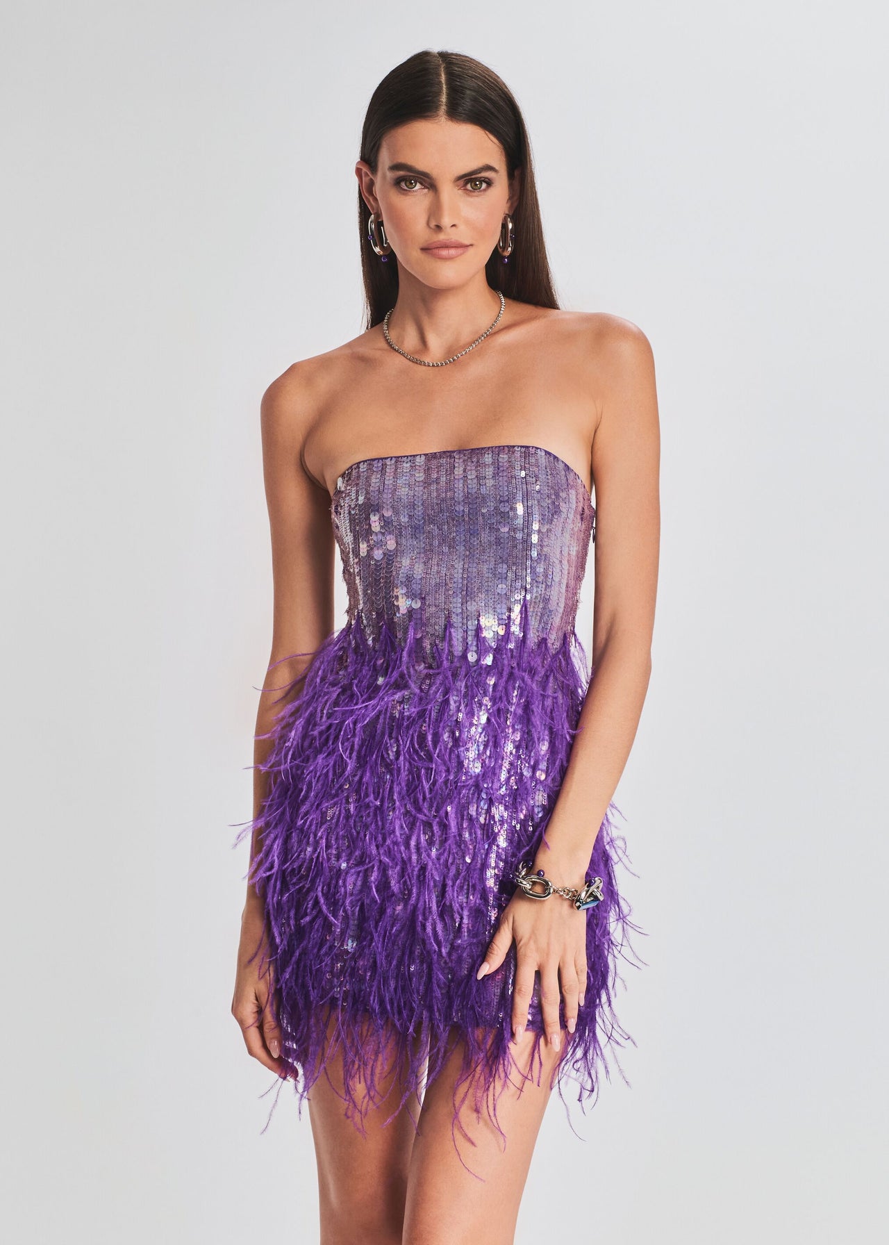 Anastasia Sequin Feather Dress