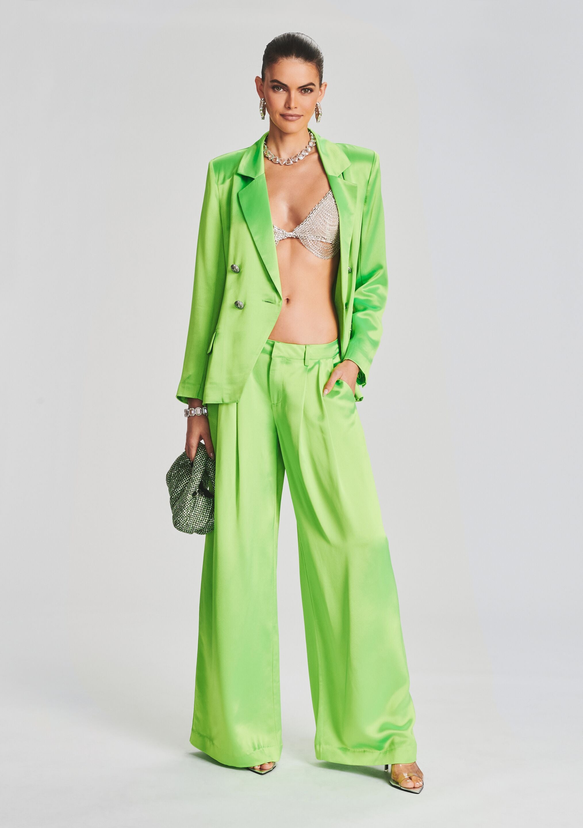 Solid Green Tapered Pant – DIVAWALK | Online Shopping for Designer  Jewellery, Clothing, Handbags in India