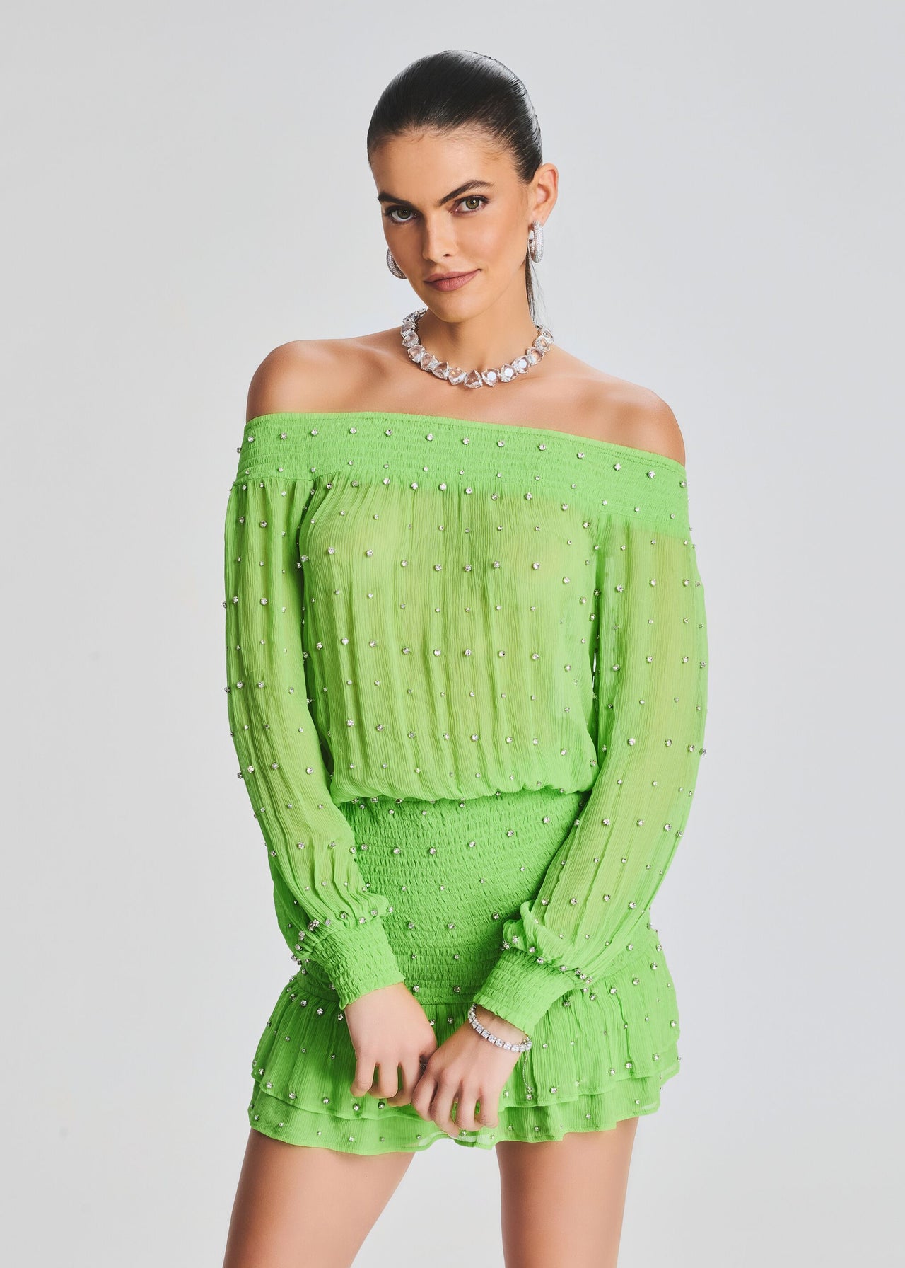 Taisha Embellished Silk Chiffon Dress