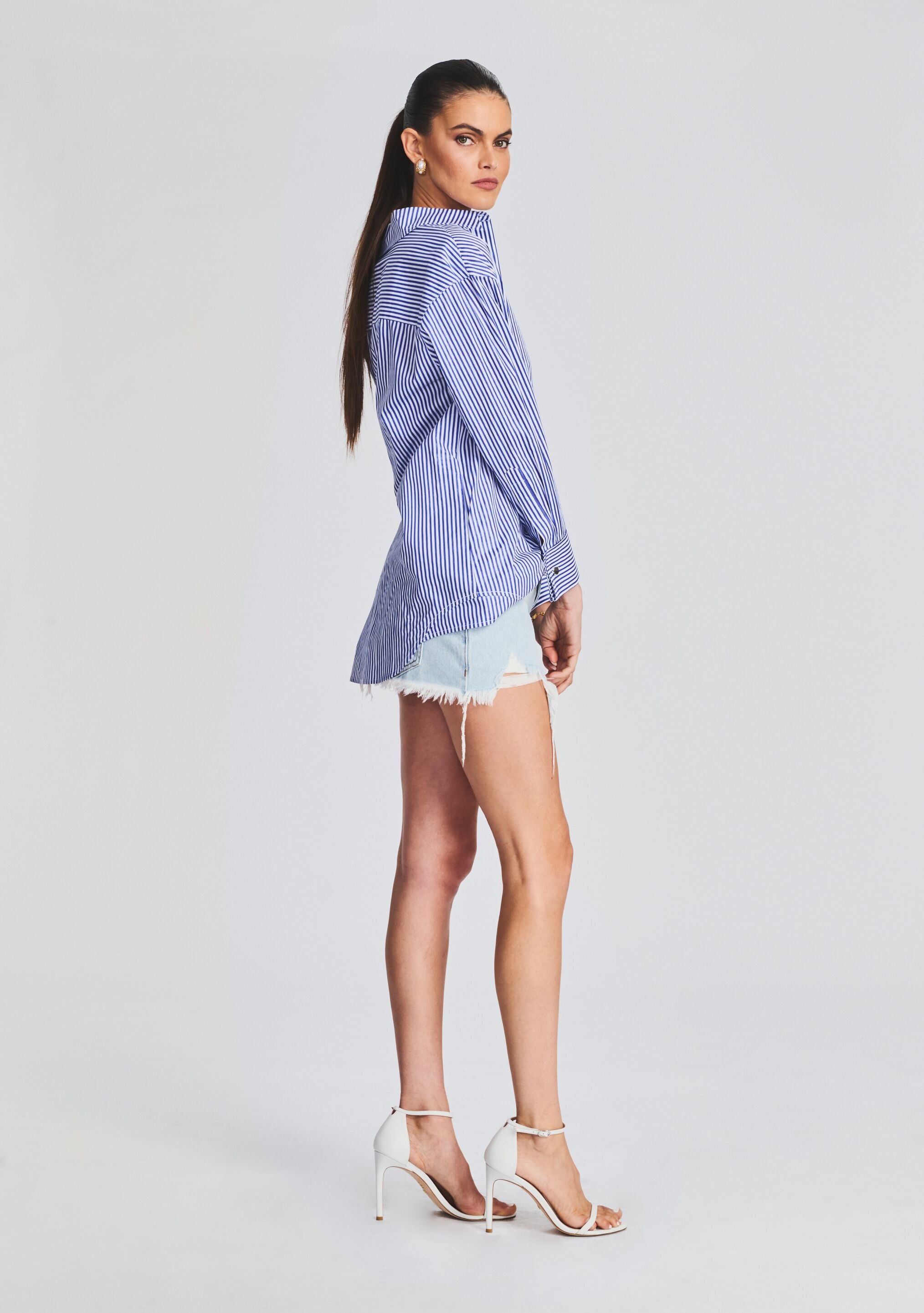 Vintage check and icon stripe cotton shirt dress online