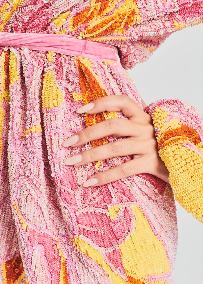 Gabrielle Sequin Floral Robe
