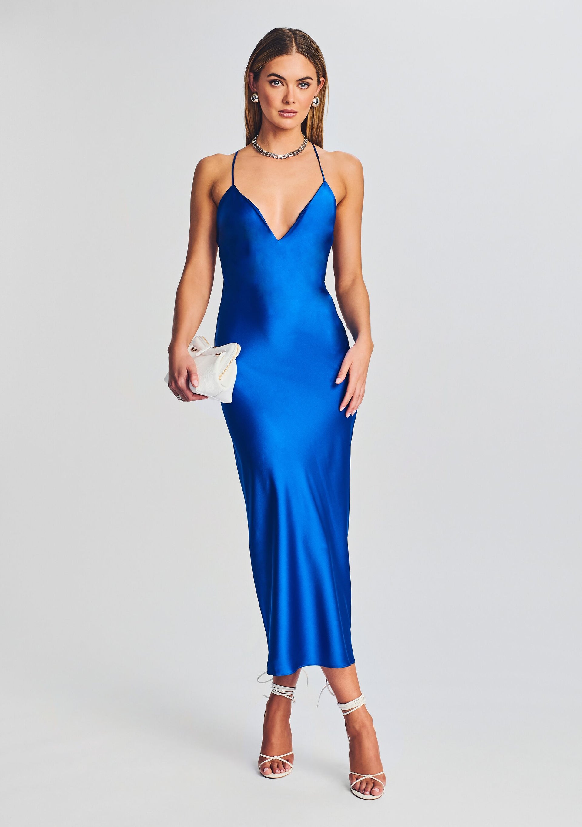 blue silk maxi dress Rowan Silk Maxi Dress – Retrofete