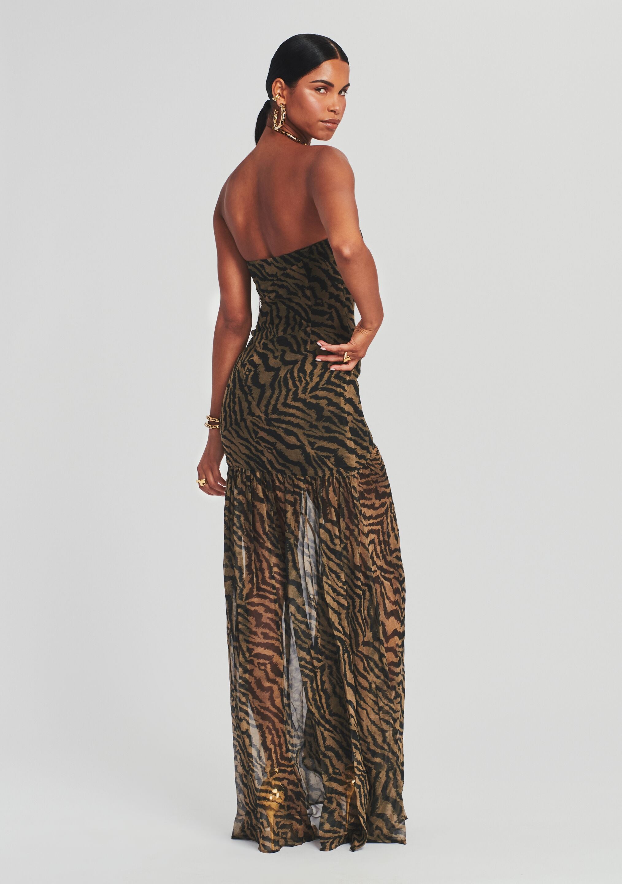 Tiger print long dress new arrivals