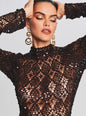 Alexa Sequin Open Crochet Dress - Retrofete