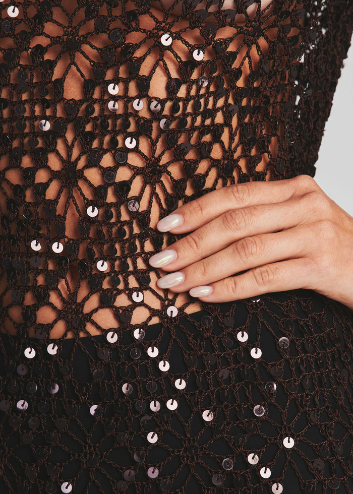 Alexa Sequin Open Crochet Dress - Retrofete