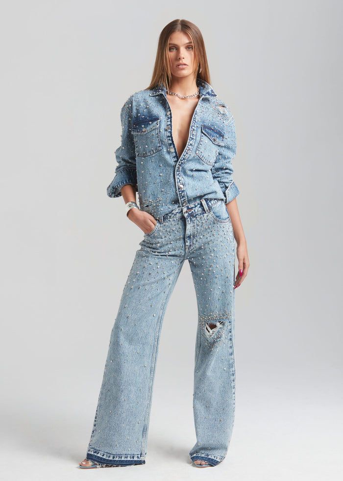 Bronte Wide Leg Crystal Embellished Jean