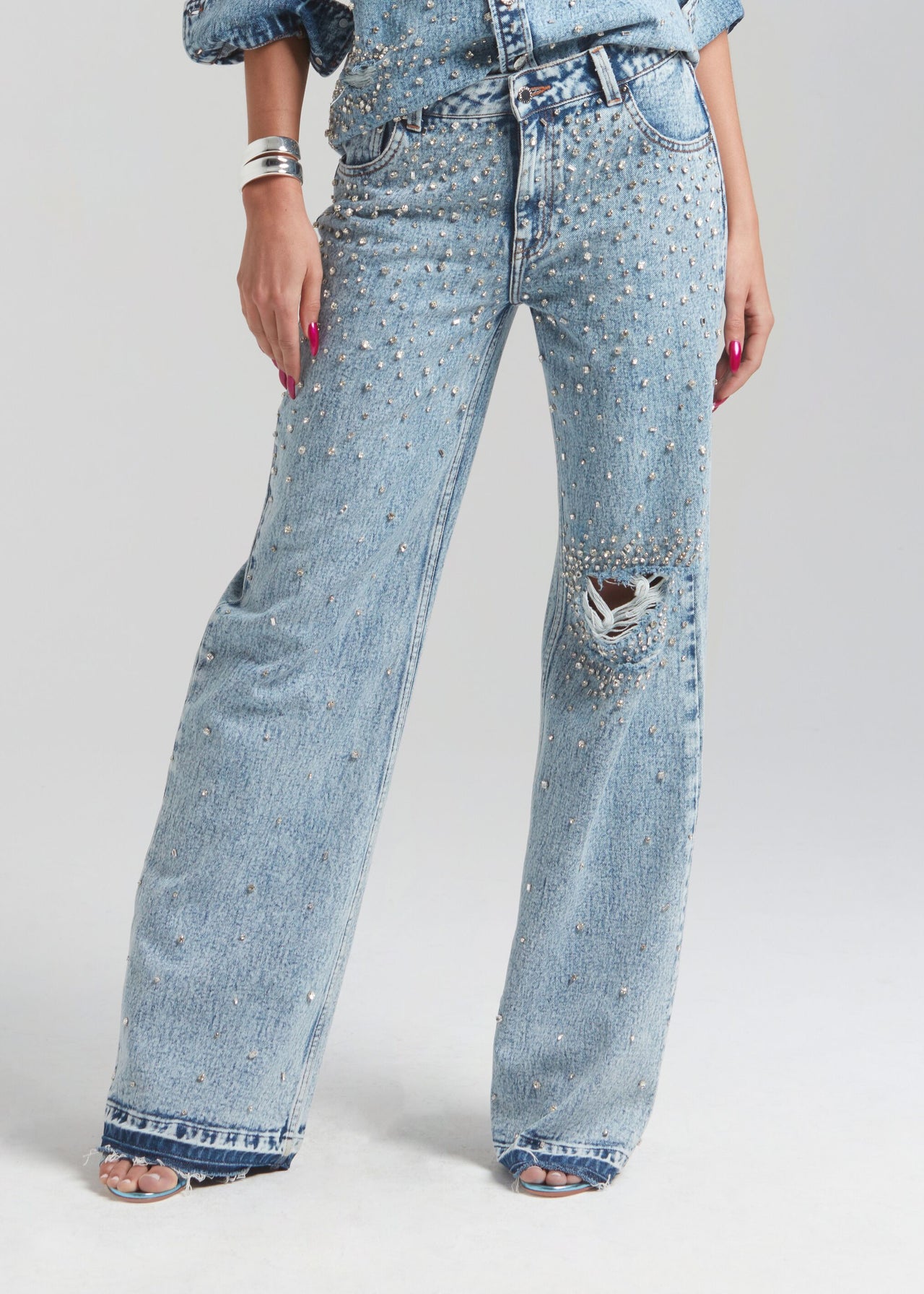 Driftwood Royce After Party Rhinestone Embellished Cropped Stretch Jeans - 31