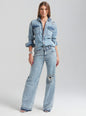 Doreen Crystal Embellished Denim Shirt