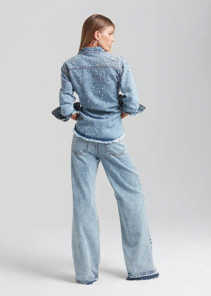 Bronte Wide Leg Crystal Embellished Jean