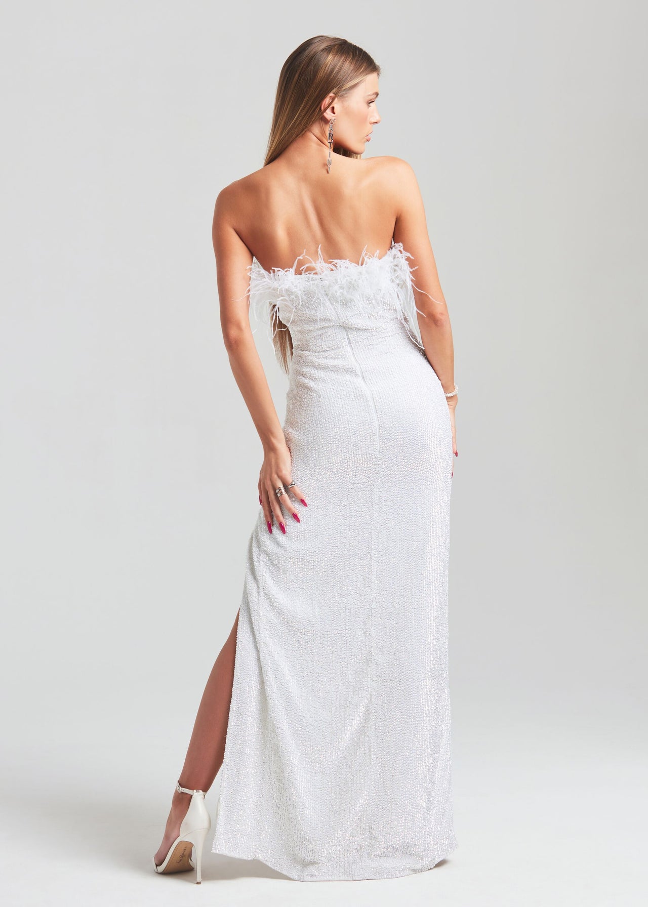 retrofete feather sequin dress Retrofete Torin Dress in White