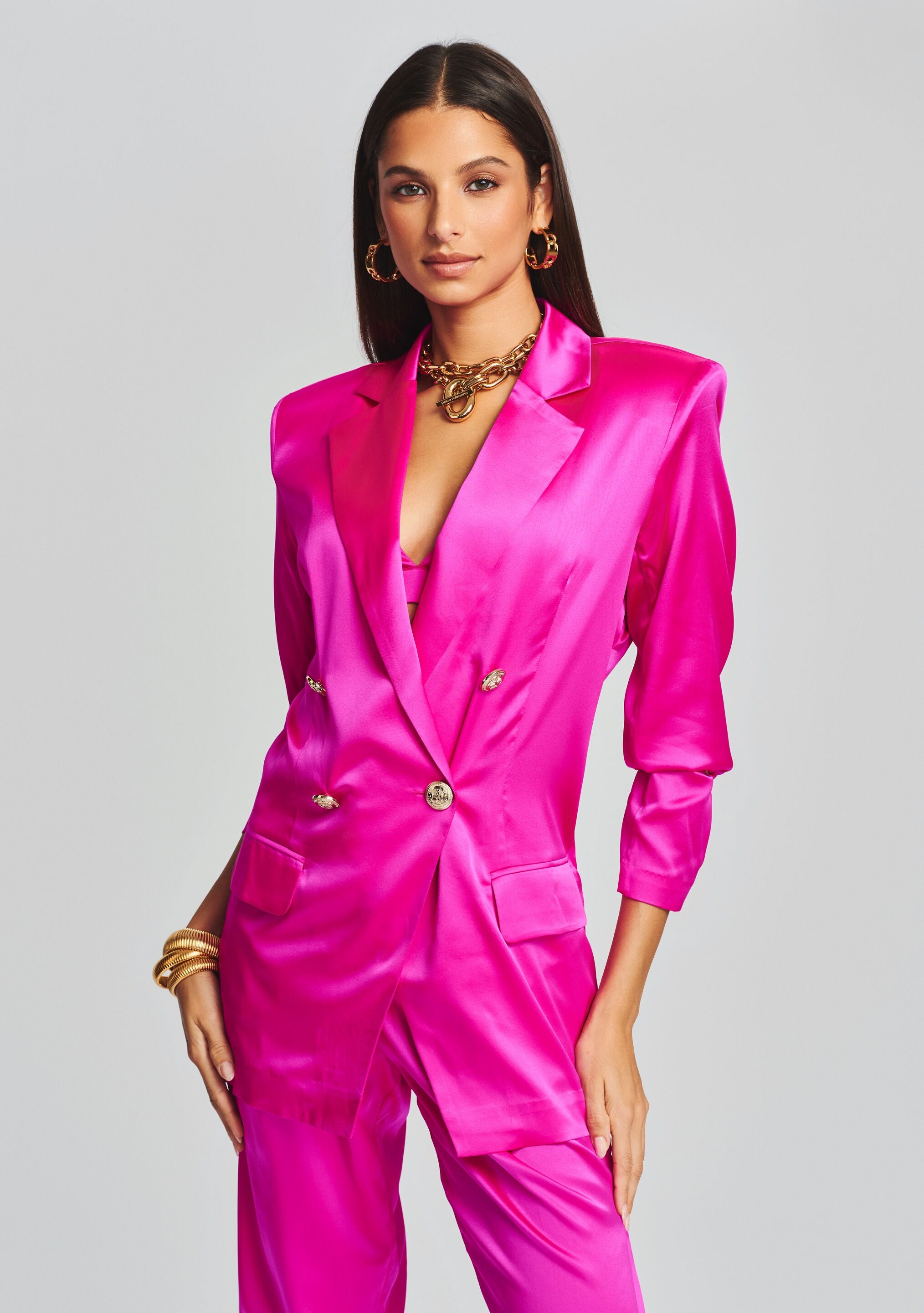 Silk blazer and pants store