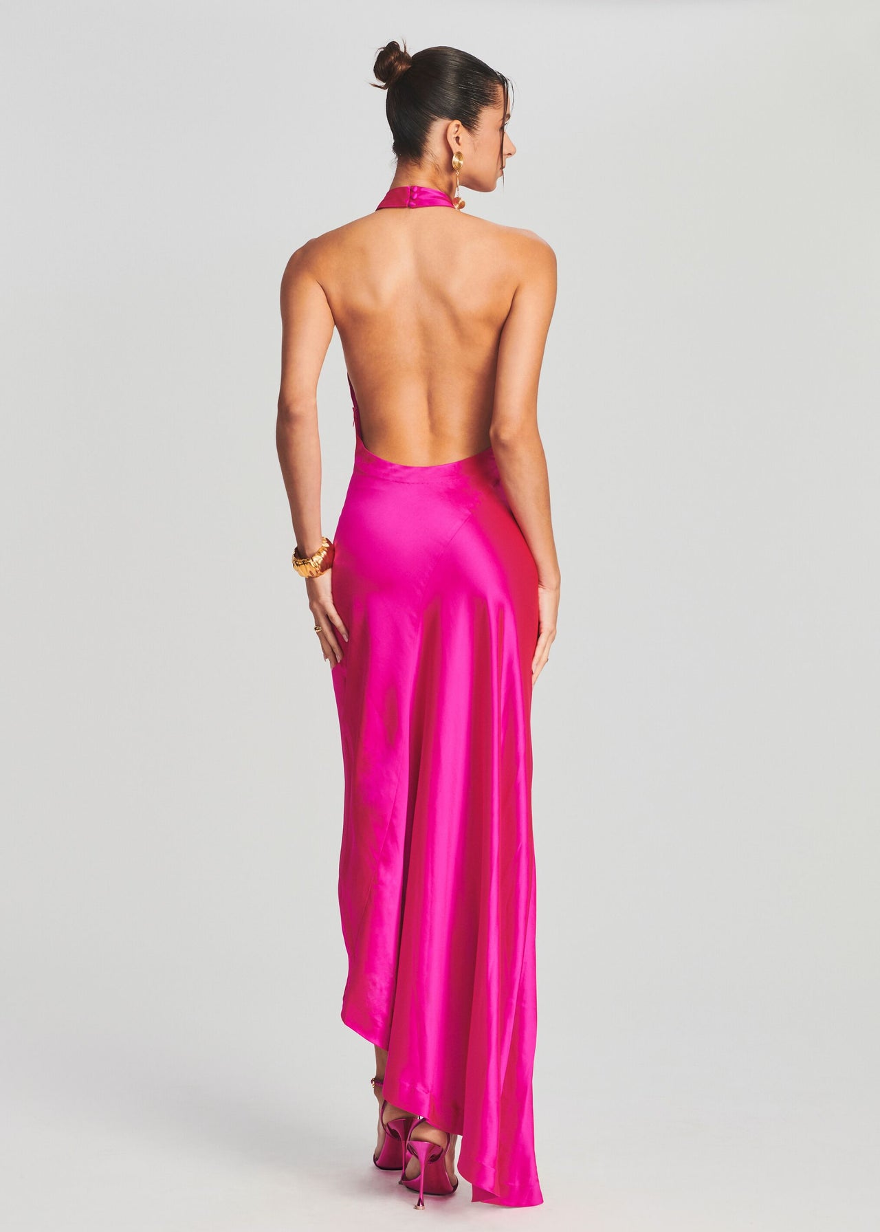 pink sabrina dress Pink Wool & Silk Dress | Tailored Deep Square Neckline | V-Shaped Back | Sabrina Collection