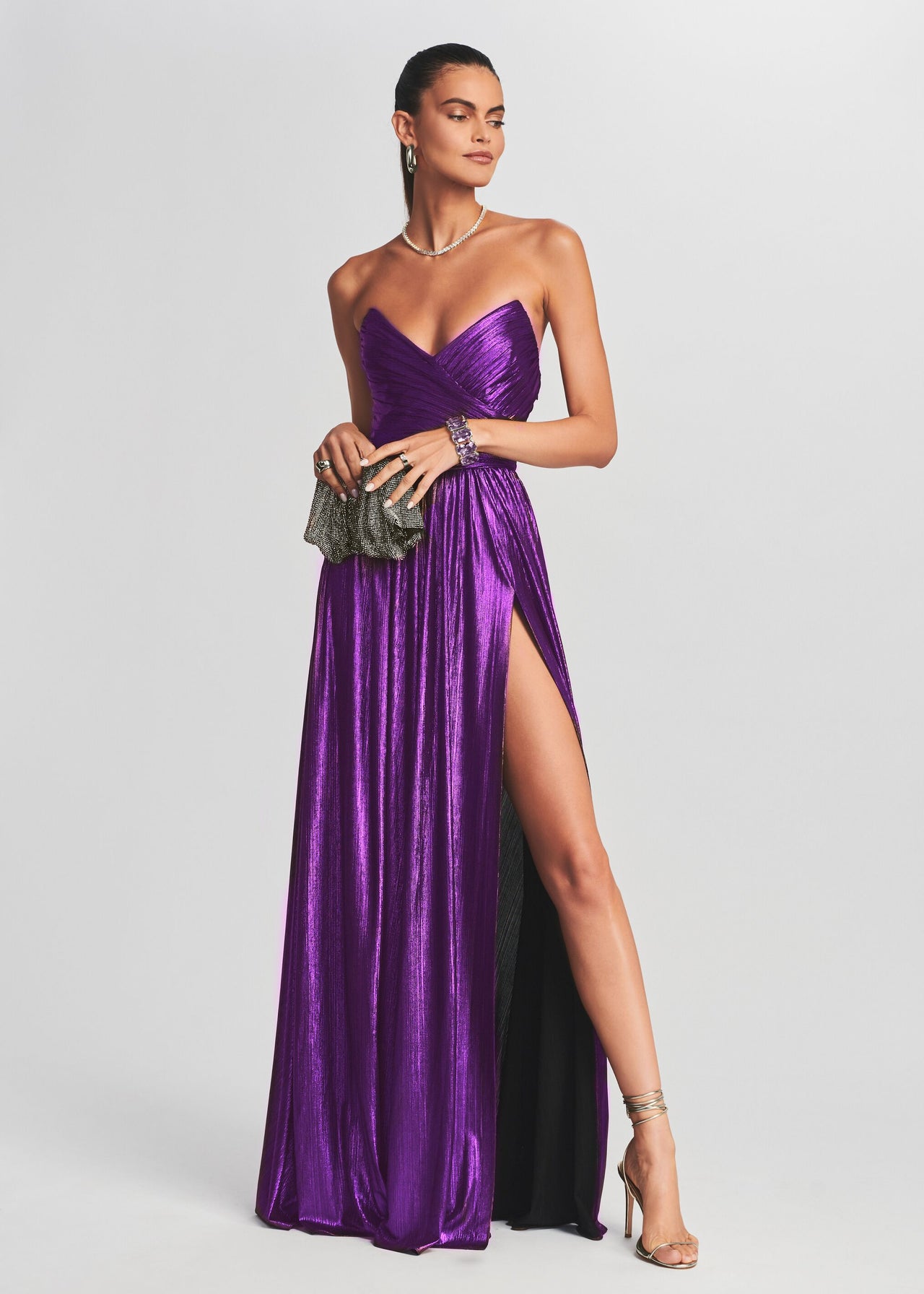 metallic purple dress Retrofête Women's Waldorf Dress - Purple